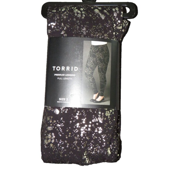 Torrid Premium Legging Gold Metallic Splattered High Rise Leggings Plus Size 2X - Picture 1 of 7